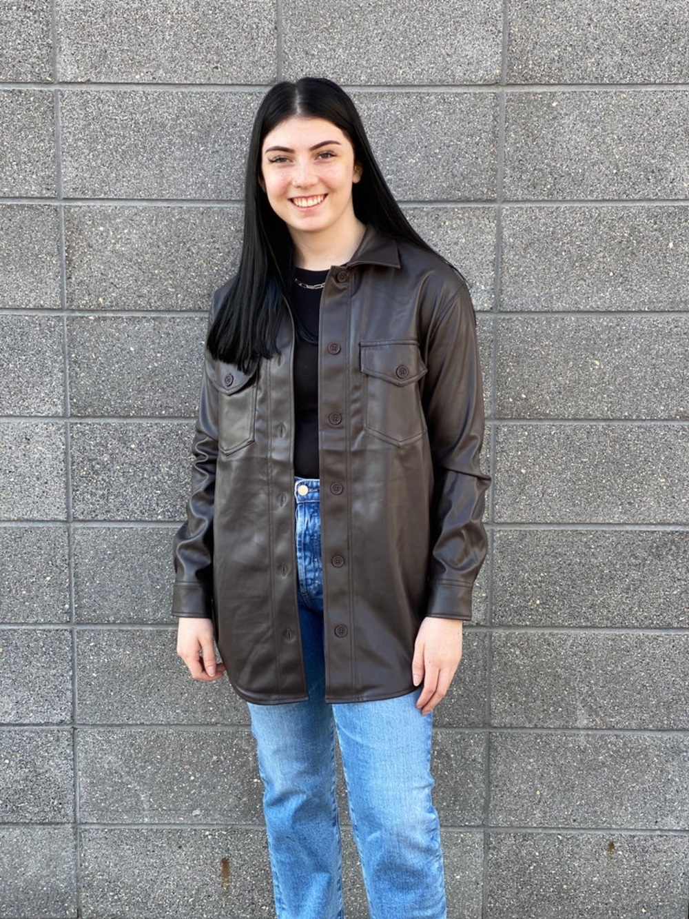RD Style Sharlene Vegan Leather Jacket * Chocolate Brown * size Large